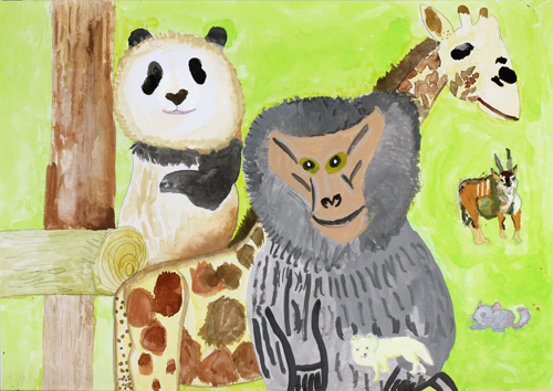 パンダと森の動物たち