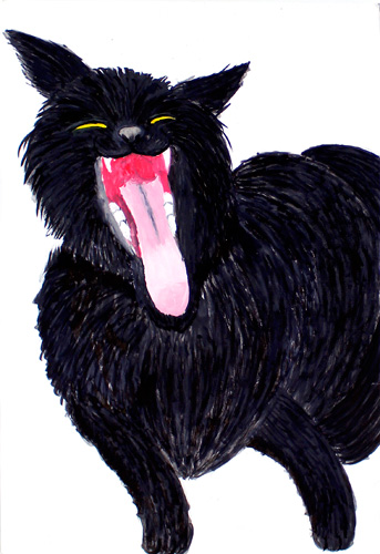黒ネコのあくび